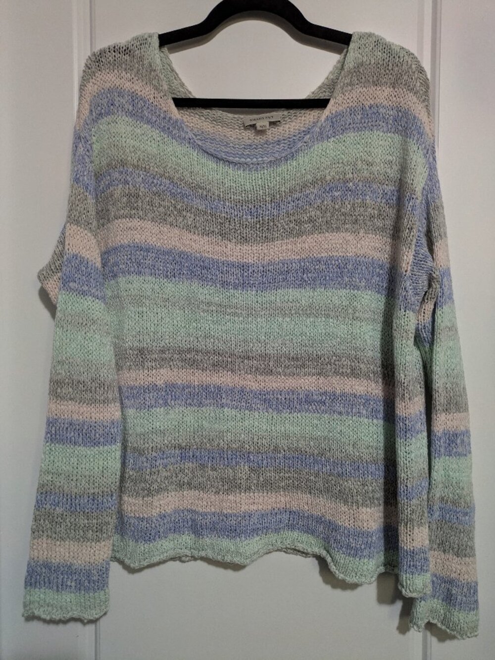 Smart Set Y2K Long Sleeved Pastel Striped Knit Style Sweater (XL)